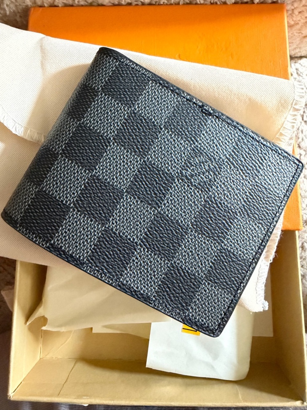 Fashion  Damier Graphite Bi-Fold Card Holder Wallet - Black/Grey